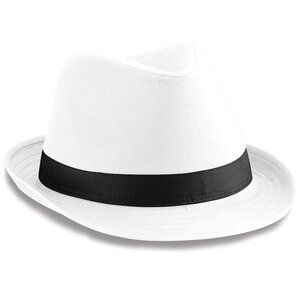 Beechfield B630 - Sombrero Fedora Blanco / Negro