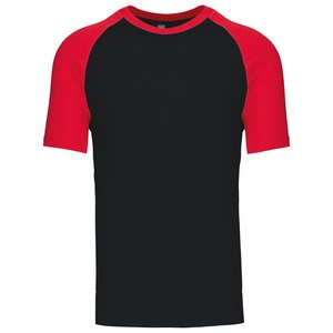 Kariban K330 - BASE BALL > Camiseta de Manga Corta Hombre Negro / Rojo