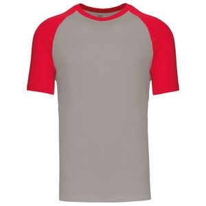Kariban K330 - BASE BALL > Camiseta de Manga Corta Hombre Light Grey/Red