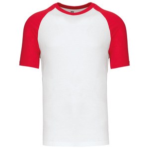Kariban K330 - BASE BALL > Camiseta de Manga Corta Hombre Blanco / Rojo