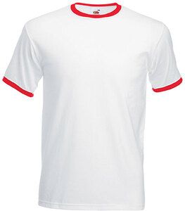 Fruit of the Loom SC61168 - Camiseta bicolor de hombre Blanco / Rojo