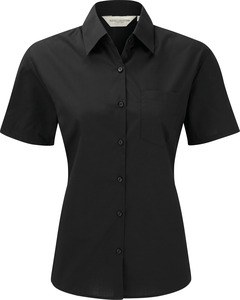 Russell Collection RU935F - Camisa de Popycotton Pollewon Poplin de Manga corta de las Damas Negro