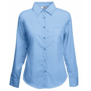 Fruit of the Loom SS012 - Camisa de popelina para mujer de manga larga Mid Blue