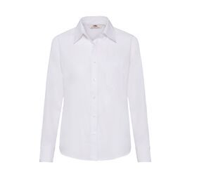 Fruit of the Loom SS012 - Camisa de popelina para mujer de manga larga Blanco