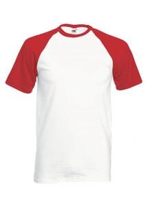 Fruit of the Loom SS026 - Camiseta Baseball de manga corta White/ Red