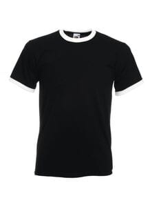 Fruit of the Loom SS168 - Camiseta Ringer Negro / Blanco