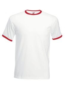Fruit of the Loom SS168 - Camiseta Ringer White/ Red