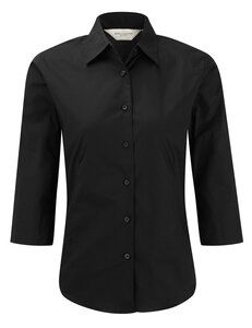 Russell J946F - Camisa de manga larga para mujer de fácil cuidado Negro