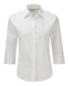 Russell J946F - Camisa de manga larga para mujer de fácil cuidado Blanco