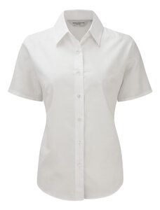 Russell J933F - Camisa Oxford de manga corta para mujer Blanco