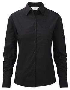 Russell J936F - Camisa pure cotton de popelina de manga larga y de fácil cuidado Negro