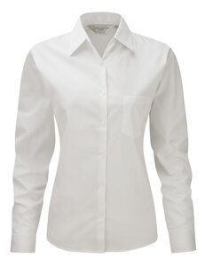 Russell J936F - Camisa pure cotton de popelina de manga larga y de fácil cuidado Blanco