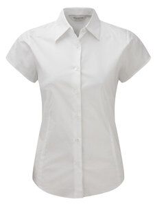 Russell J947F - Camisa stretch ajustada de manga corta y fácil cuidado para mujer