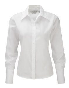 Russell J956F - Camisa de manga larga ultimate non-iron para mujer Blanco