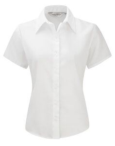 Russell J957F - Camisa de manga corta ultimate non-iron para mujer Blanco