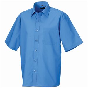 Russell J935M - Camisa popelina con mangas cortas y de fácil cuidado Corporate Blue