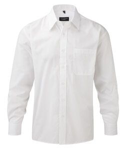 Russell Collection R-934M-0 - Camisa de Popelina Manga Larga Blanco