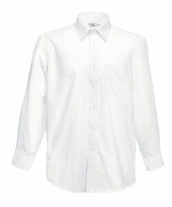 Fruit of the Loom 65-118-0 - Camisa de Popelina con Manga Larga Blanco