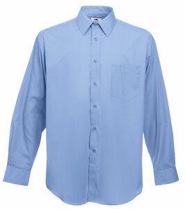 Fruit of the Loom 65-118-0 - Camisa de Popelina con Manga Larga Mid Blue