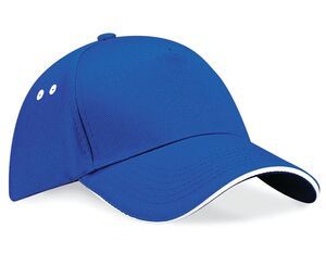 Beechfield B15C - Gorra Ultimate de 5 paneles - Pico Sandwich Bright Royal/White