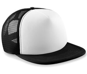 Beechfield B645b - Gorra Snapback Junior Vintage tipo Trucker Negro / Blanco