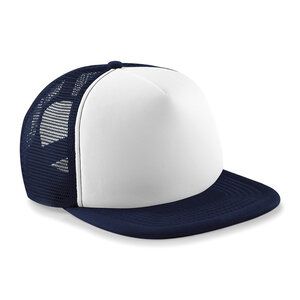 Beechfield B645b - Gorra Snapback Junior Vintage tipo Trucker French marino / Blanco