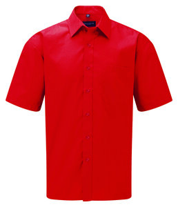 Russell Collection R-935M-0 - Camisa de Popelina Manga Corta Classic Red