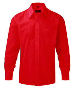 Russell Collection R-934M-0 - Camisa de Popelina Manga Larga Classic Red