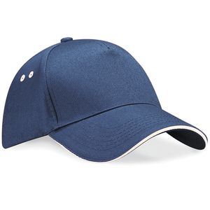 Beechfield BC15C - Gorra con visera tipo sándwich Ultimate Contrast de 5 paneles French Navy/ Putty