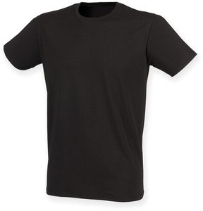Skinnifit SFM121 - Camiseta de cuello de la tripulación el estiramiento de los hombres Negro