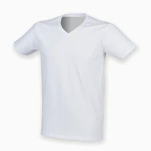 Skinnifit SFM122 - Camiseta de cuello en V para hombres Blanco