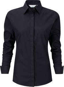 Russell Collection RU960F - Camisa estirable de las mujeres manga larga de las damas Negro