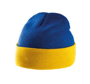 K-up KP514 - GORRO BICOLOR CON DOBLADILLO Royal Blue / Yellow