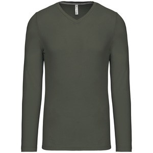 Kariban K358 - CAMISETA DE MANGA LARGA Y CUELLO DE PICO Dark Khaki