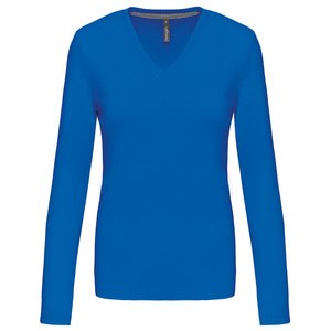 Kariban K382 - CAMISETA DE MANGA LARGA Y CUELLO DE PICO PARA MUJER Light Royal Blue