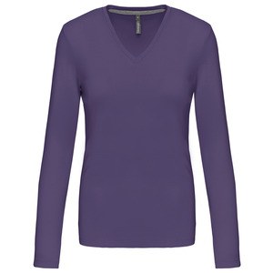 Kariban K382 - CAMISETA DE MANGA LARGA Y CUELLO DE PICO PARA MUJER Purple