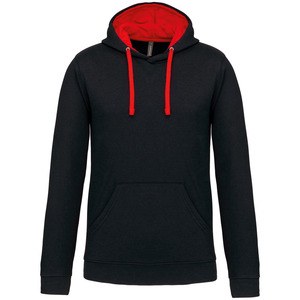 Kariban K446 - SUDADERA CON CAPUCHA CONTRASTADA Black/ Red