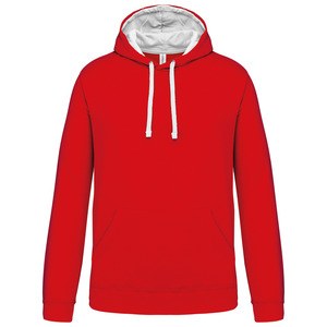 Kariban K446 - SUDADERA CON CAPUCHA CONTRASTADA Rojo / Blanco