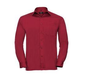 Russell Collection RU934M - Camisa En Manga Larga Algodón PoplÍn Classic Red