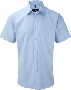 Russell Collection RU963M - Camisa Manga Corta En Espiga Azul claro