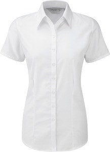 Russell Collection RU963F - Camisa Manga Corta En Espiga Blanco