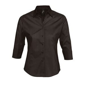 SOL'S 17010 - Effect Camisa Stretch Mujer Manga 3/4 Marron oscuro