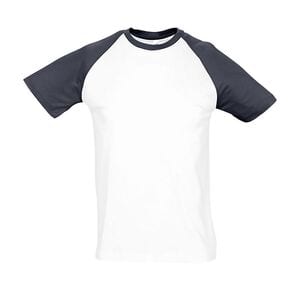 SOL'S 11190 - Funky Camiseta Hombre Bicolor Manga Raglán Blanco / Azul marino