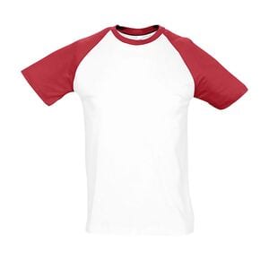 SOL'S 11190 - Funky Camiseta Hombre Bicolor Manga Raglán Blanco / Rojo