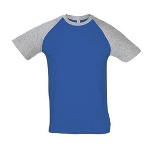 SOL'S 11190 - Funky Camiseta Hombre Bicolor Manga Raglán Gris mezcla / Azul royal