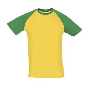 SOL'S 11190 - Funky Camiseta Hombre Bicolor Manga Raglán Amarillo / Verde Pradera