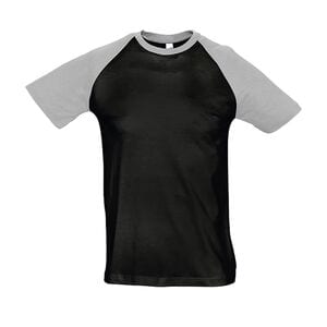 SOL'S 11190 - Funky Camiseta Hombre Bicolor Manga Raglán Negro / Gris mezcla