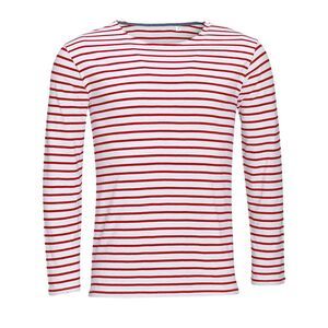 SOL'S 01402 - MARINE MEN Camiseta Hombre Manga Larga A Rayas Blanco / Rojo