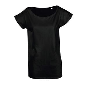 SOL'S 11398 - MARYLIN Camiseta Larga Mujer Manga Corta Tipo Kimono Negro profundo