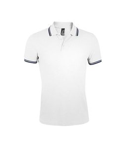 SOL'S 00577 - PASADENA MEN Polo Hombre Blanco / Azul marino